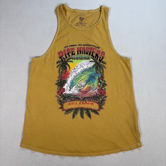 Billabong Other - Billabong Graphic Tank Top Men's M Yellow Pipe Masters Hawaii Surf 2019 Banzai
